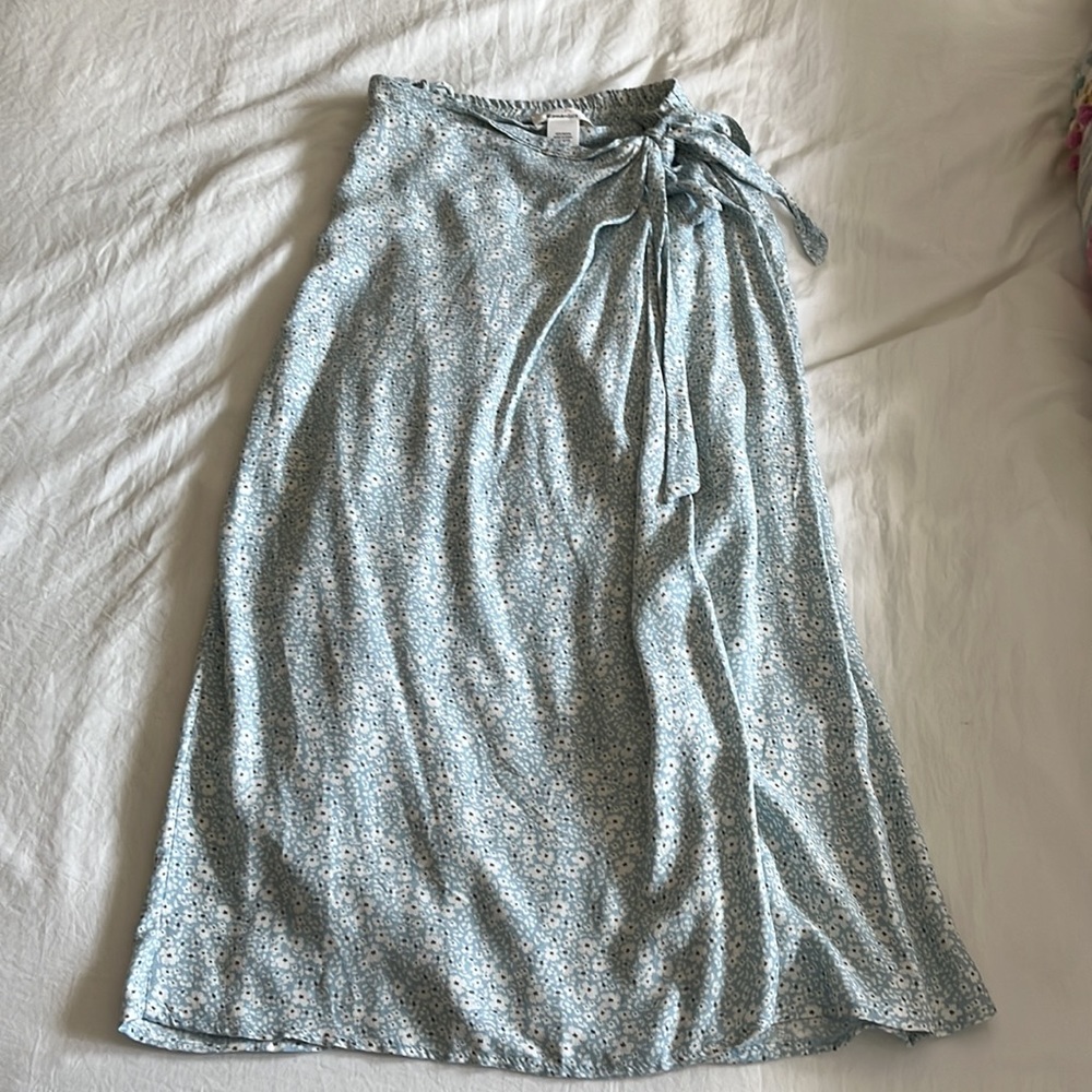 midi length floral wrap skirt